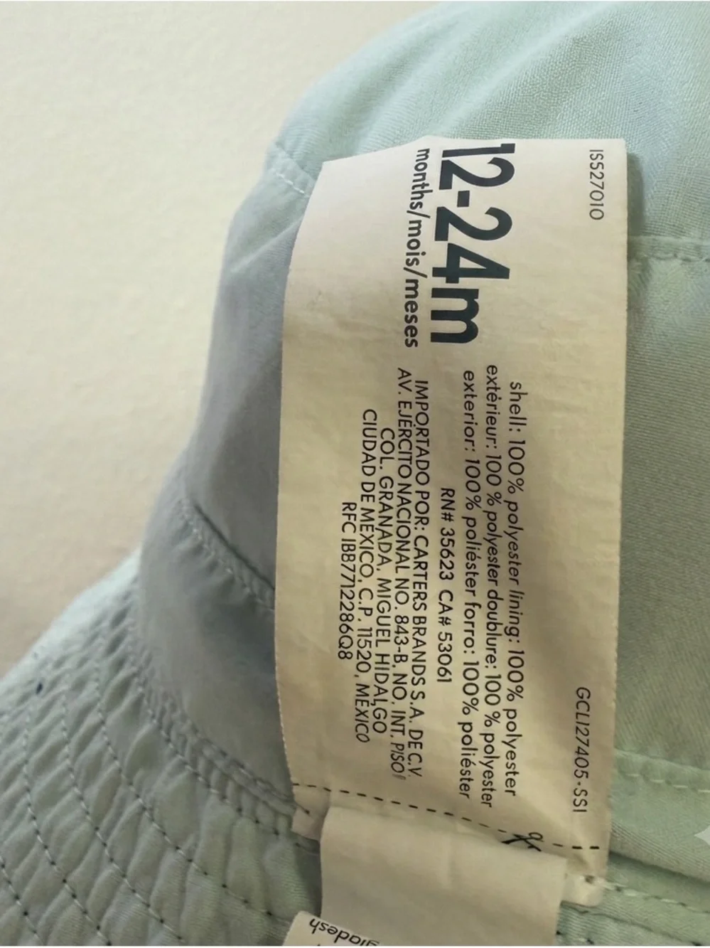 Carter's Reversible Baby Sun Bucket Hat Navy Blue Mint Green Swim Cap 12-24M